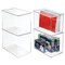 mDesign Stackable Plastic Office Storage Organizer Box with Lid, 4 Pack